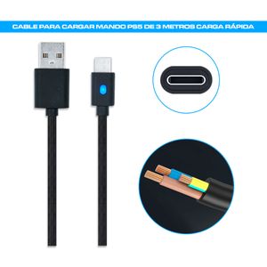 Cable para Cargar Mando Ps5 de 3 Metros Carga Rápida