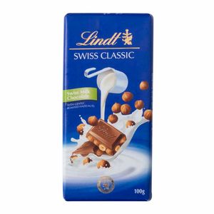 Chocolate LINDT Leche con Avellanas Paquete 100g