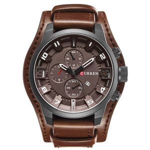 Reloj Lujo Curren 8225 Correa Cuero Genuino Marron