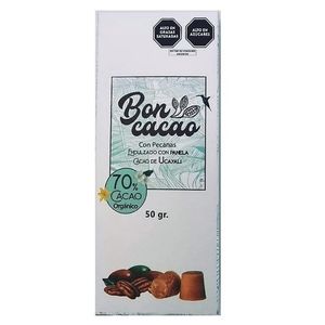 Chocolate 70% Cacao con Pecanas Endulzado con Panela