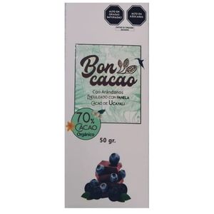 Chocolate 70% Cacao con Arándanos Endulzado con Panela