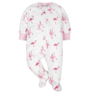Pijama Enterizo Gerber Modelo Flamencos 100% Algodón Manga Larga para Bebés Niñas