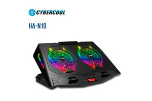 Cooler RGB Cybercool HA-N10 con nivelador de alturas y dos ventiladores integrados