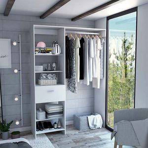 Ropero Manchester 150 1 Cajón 4 Repisas Melamina Blanco Tuhome