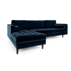 Sofá Esquinero con Chaise Longue a la Izquierda Scott Yolodecoro Azul Marino