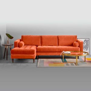 Sofá Esquinero con Chaise Longue a la Izquierda Scott Yolodecoro Naranja Tostado