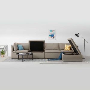 Sofá Esquinero 4 Cuerpos Victor Yolodecoro Gris Portland