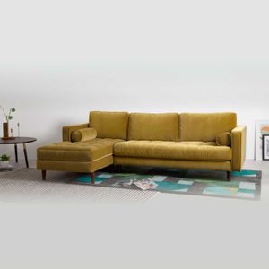 Sofá Esquinero con Chaise Longue a la Izquierda Scott Yolodecoro Dorado