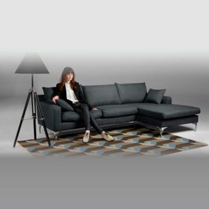 Sofá Esquinero con Chaise Longue a la Derecha Mendini Yolodecoro Gris Antracita