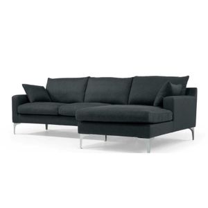 Sofá Esquinero con Chaise Longue a la Derecha Mendini Yolodecoro Gris Antracita