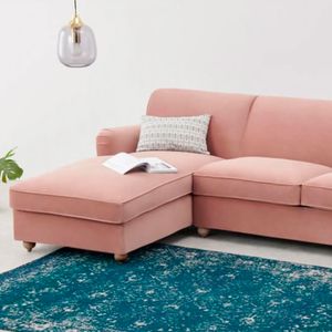 Sofá Esquinero con Chaise Longue a la Derecha Orson Yolodecoro Rosa Vintage
