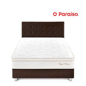Juego de Dormitorio Paraíso Royal Prince 2 Plazas Chocolate + 2 almohadas viscoelásticas + protector