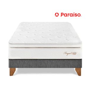 Cama Paraiso Queen Europea Royal Cloud Acero + 2 almohadas viscoelásticas + protector