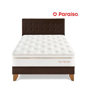 Dormitorio Europeo Royal Dynasty  2 Plazas Chocolate + 2 almohadas viscoelásticas + protector