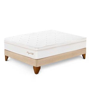 Cama Europea Royal Elizabeth 1.5 Plazas Champagne + 1 almohada viscoelástica + protector