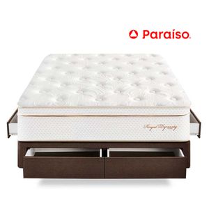 Cama Royal Dynasty Cajones Queen Chocolate + 2 almohadas viscoelásticas + protector