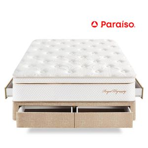 Cama Royal Dynasty Cajones Queen Champagne + 2 almohadas viscoelásticas + protector