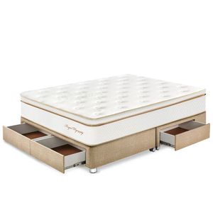 Cama Royal Dynasty Cajones Queen Champagne + 2 almohadas viscoelásticas + protector