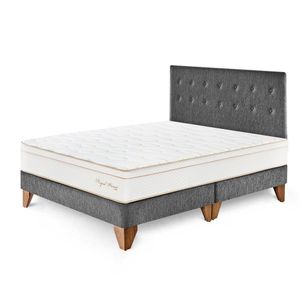 Dormitorio Europeo Royal Prince Queen Gris + 2 almohadas viscoelásticas + protector