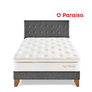 Dormitorio Europeo Royal Dynasty King Gris + 2 almohadas viscoelásticas + protector