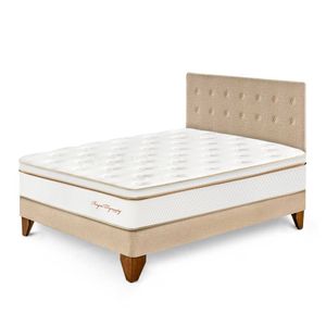 Dormitorio Europeo Royal Dynasty 2 Plazas Champagne + 2 almohadas viscoelásticas + protector