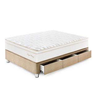 Cama Royal Prince Cajones 1.5 Plazas Champagne + 1 almohada viscoelástica + protector