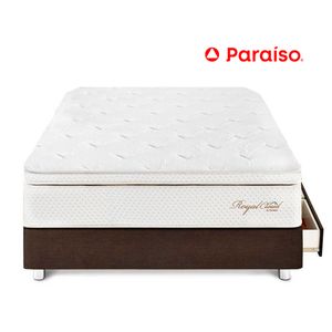 Cama Royal Cloud Cajones 1.5 Plazas Chocolate + 1 almohada viscoelástica + protector
