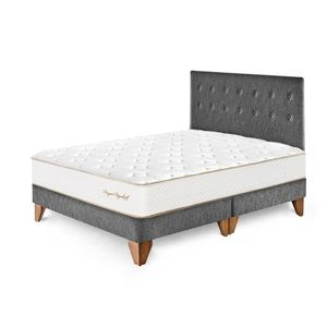 Dormitorio Europeo Royal Elizabeth Queen Gris + 2 almohadas viscoelásticas + protector