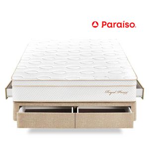 Cama Royal Prince Cajones King Champagne + 2 almohadas viscoelásticas + protector