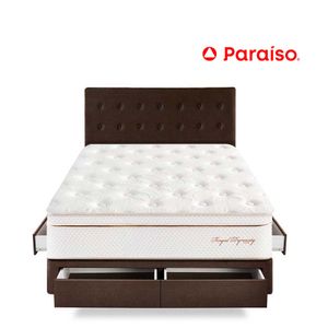 Dormitorio Royal Dynasty Cajones Queen Chocolate + 2 almohadas viscoelásticas + protector