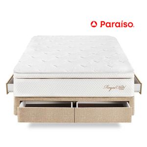 Cama Royal Elizabeth Cajones Queen Champagne + 2 almohadas viscoelásticas + protector
