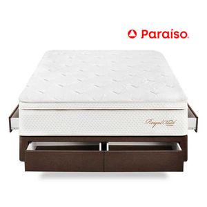 Cama Royal Cloud Cajones King Chocolate + 2 almohadas viscoelásticas + protector