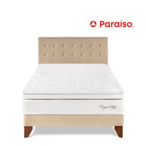 Dormitorio Europeo Royal Cloud 1.5 Plazas Champagne + 1 almohada viscoelástica + protector