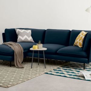 Sofá con Chaise Longue a la Derecha Wes Yolodecoro Azul Zafiro