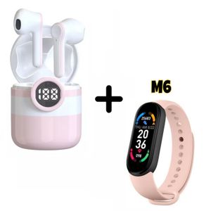 Promo Audifonos Bluetooth  Minion + Smart Band M6 ROSA