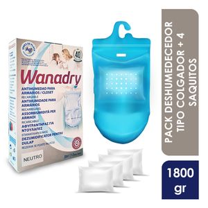 Deshumedecedor WANADRY Pack para Closet+ 4 Saquitos x 450gr c/u