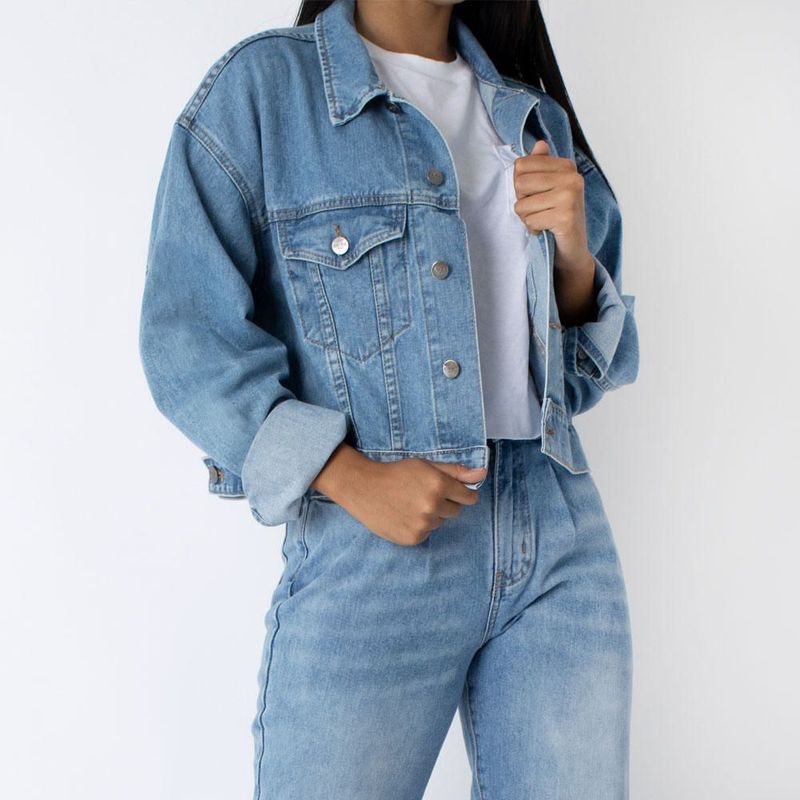 Casaca Jean Kayra Poblet Mujer Crop E Real Plaza