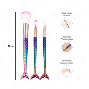 Set de 3 Brochas para Maquillaje Cola de Sirena