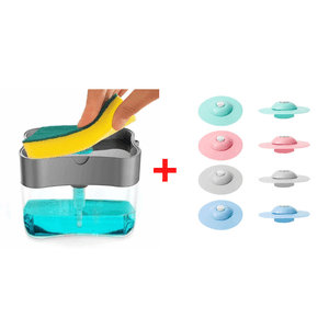 Combo Dispensador de Jabón para Lavavajillas + Filtro de Silicona para Lavadero