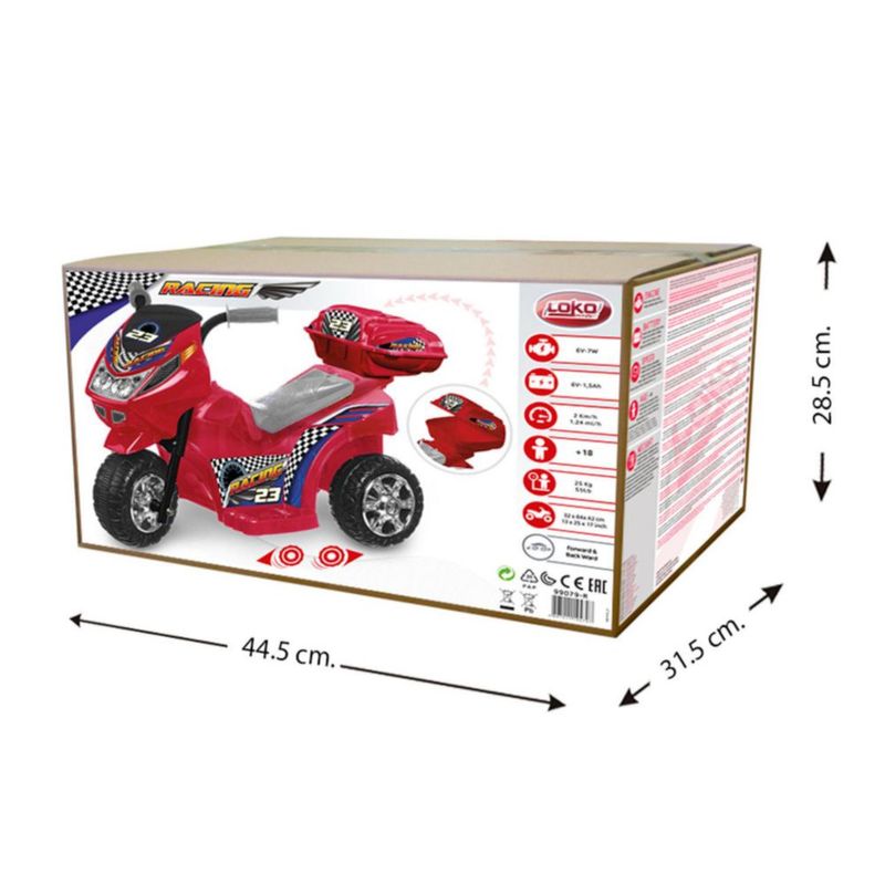 Costway Moto Montable para Niños Moto Eléctrica Juguete de Batería 6 V con  3 Ruedas Música Incorporada Focos Función Adelante y Atrás Rojo Costway