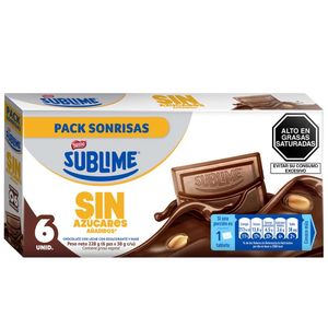 Chocolate NESTLÉ Sublime sin Azúcar Paquete 6un