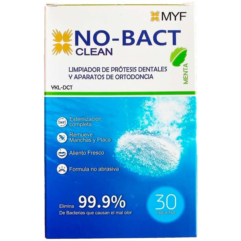 Tabletas Efervescentes Para La Limpieza Dental MYF No-Bact Clean Caja ...