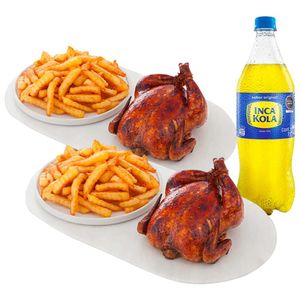 Pack Pollo Rostizado x2 + Papas Fritas x2 + Gaseosa INCA KOLA 1.5L