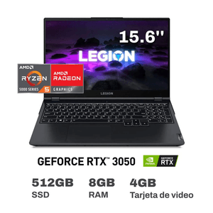 Laptop Gamer Lenovo Legion 5 15.6" FHD Ryzen 5 RTX 3050 8GB RAM 512GB SSD