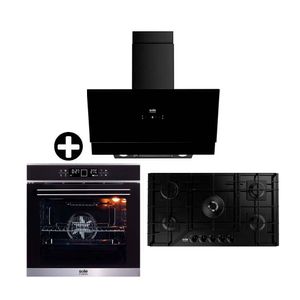 COMBO Encimera 90cm + Campana extractora 90cm + Horno empotrable 75L