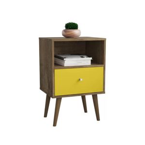 Velador Vintage 1 Cajón Color Duna y Amarillo