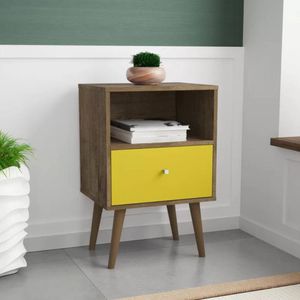 Velador Vintage 1 Cajón Color Duna y Amarillo
