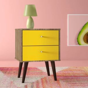 Velador Vintage 2 Cajones Color Duna y Amarillo