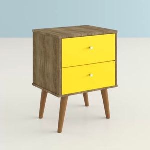 Velador Vintage 2 Cajones Color Duna y Amarillo