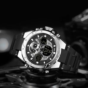 Reloj Hombre Sanda 6087 Plateado Doble Horario